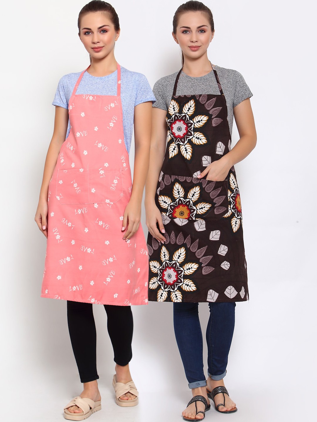 

Arrabi Woman Pack of 2 Cotton Blend Apron With Patch Pockets, Multi