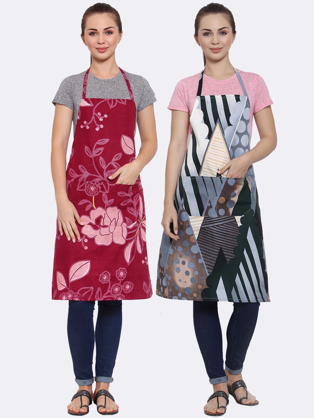 

Arrabi Pack Of 2 Multicoloured Printed Aprons, Multi