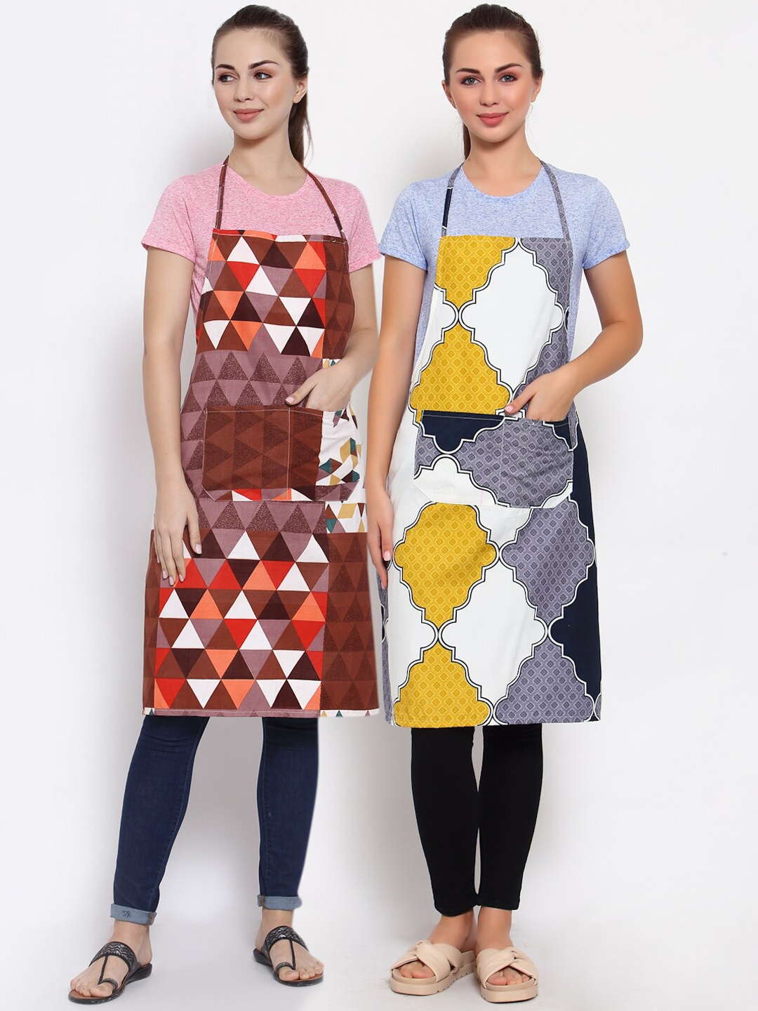 

Arrabi Pack Of 2 Multicoloured Printed Aprons, Multi