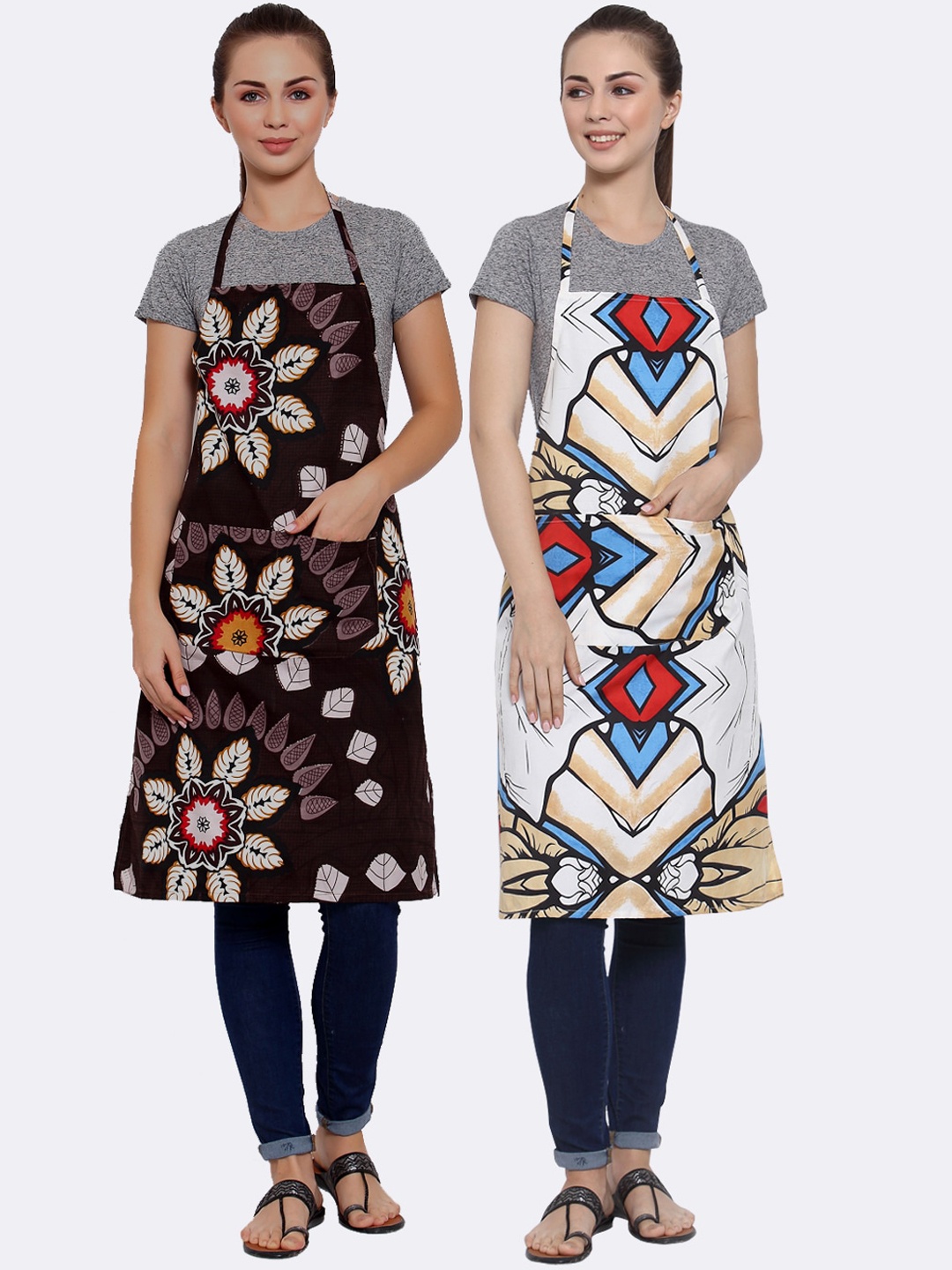 

Arrabi Multicoloured Pack of 2 Printed Aprons, Multi