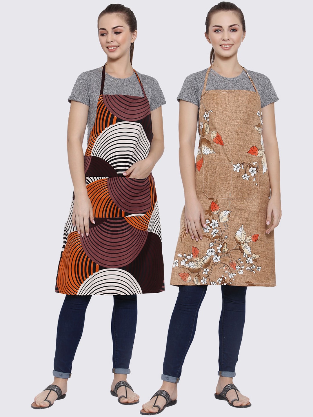 

Arrabi Woman Pack of 2 Cotton Blend Apron With Patch Pockets, Multi