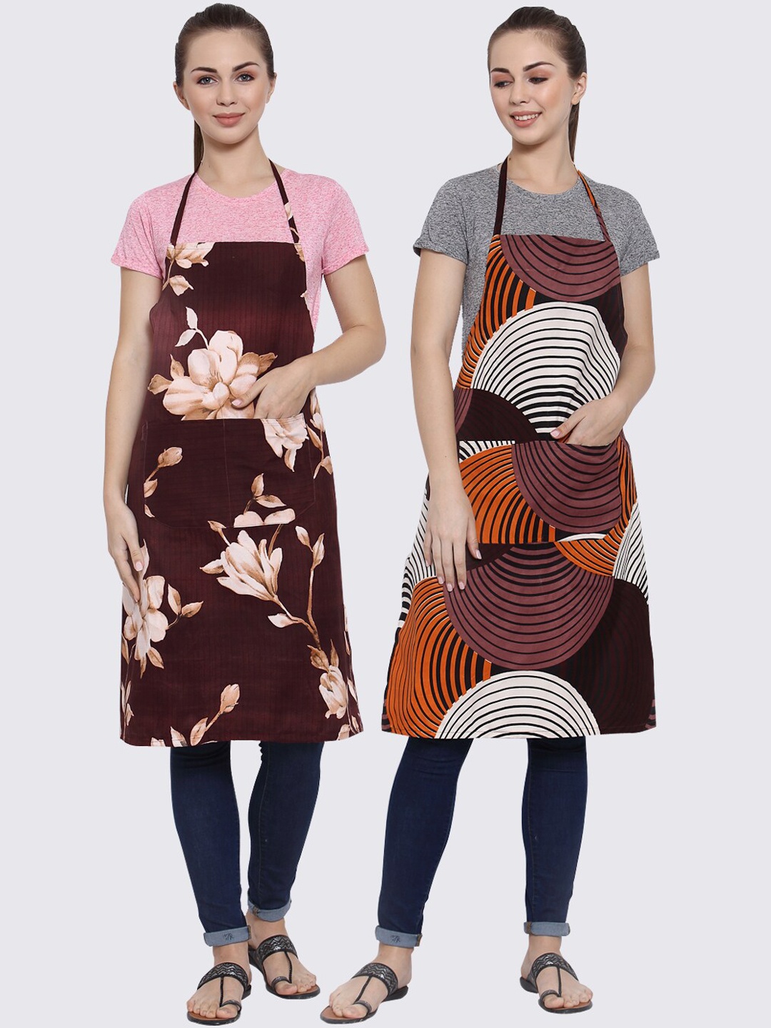 

Arrabi Woman Pack of 2 Cotton Blend Apron With Patch Pockets, Multi
