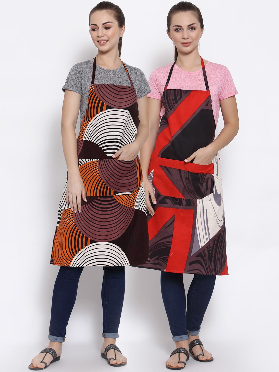 

Arrabi Pack of 2 Multicolored Printed Apron, Multi