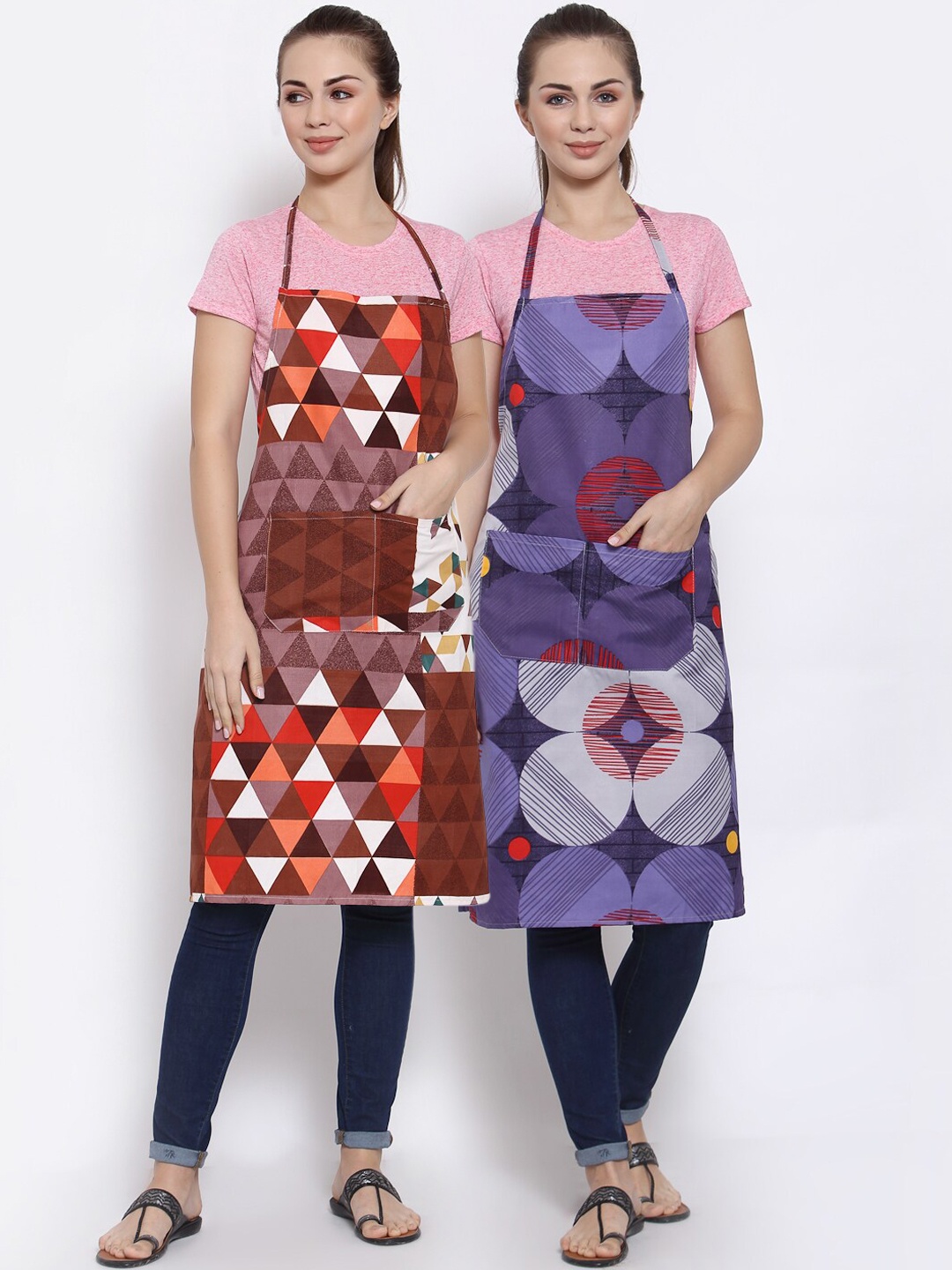 

Arrabi Pack Of 2 Multicoloured Printed Aprons, Multi