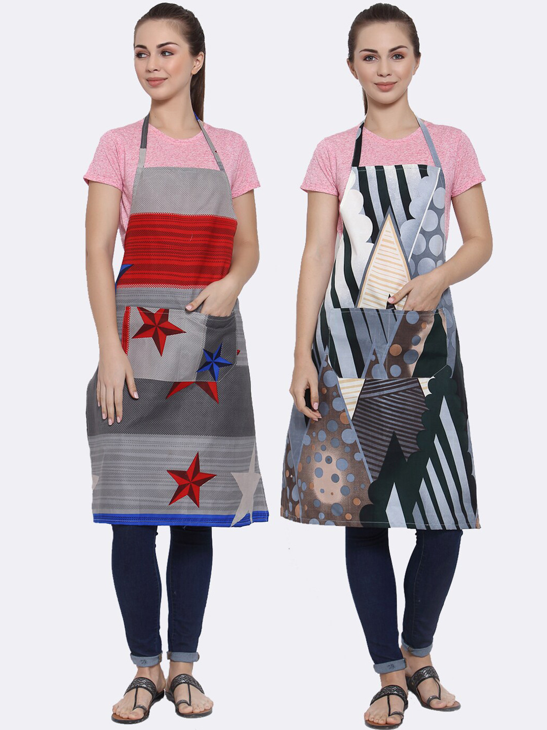 

Arrabi Multicoloured Pack of 2 Printed Aprons, Multi