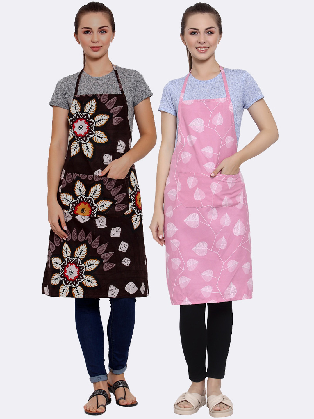

Arrabi Woman Pack of 2 Cotton Blend Apron With Patch Pockets, Multi