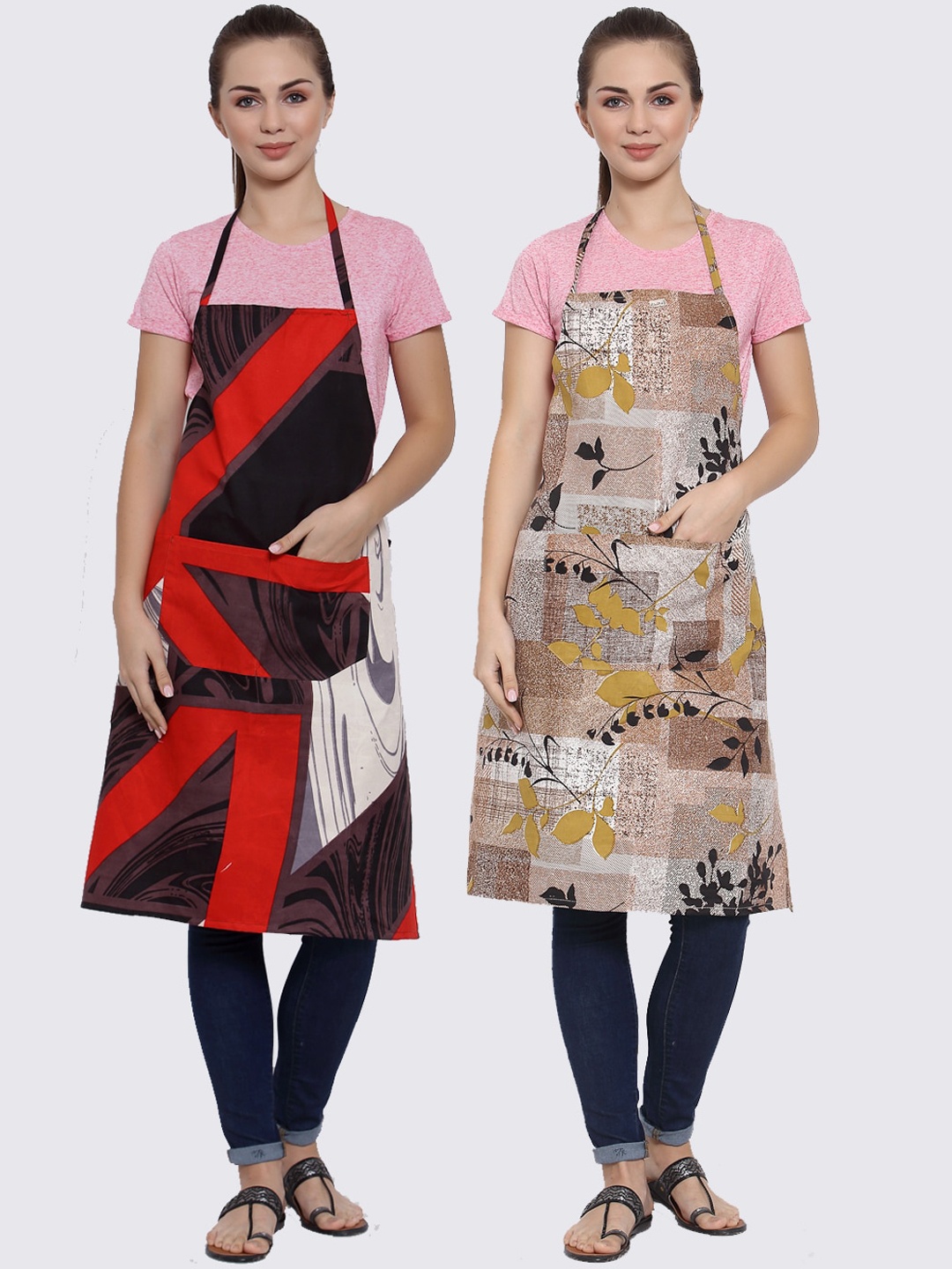 

Arrabi Pack Of 2 Multicoloured Printed Aprons, Multi