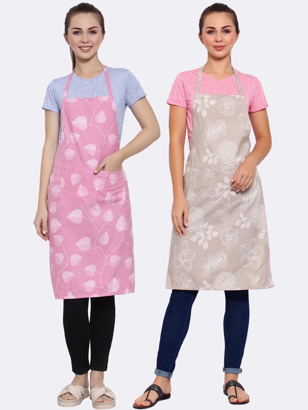 

Arrabi Unisex Pack of 2 Cotton Blend Apron With Patch Pockets, Multi