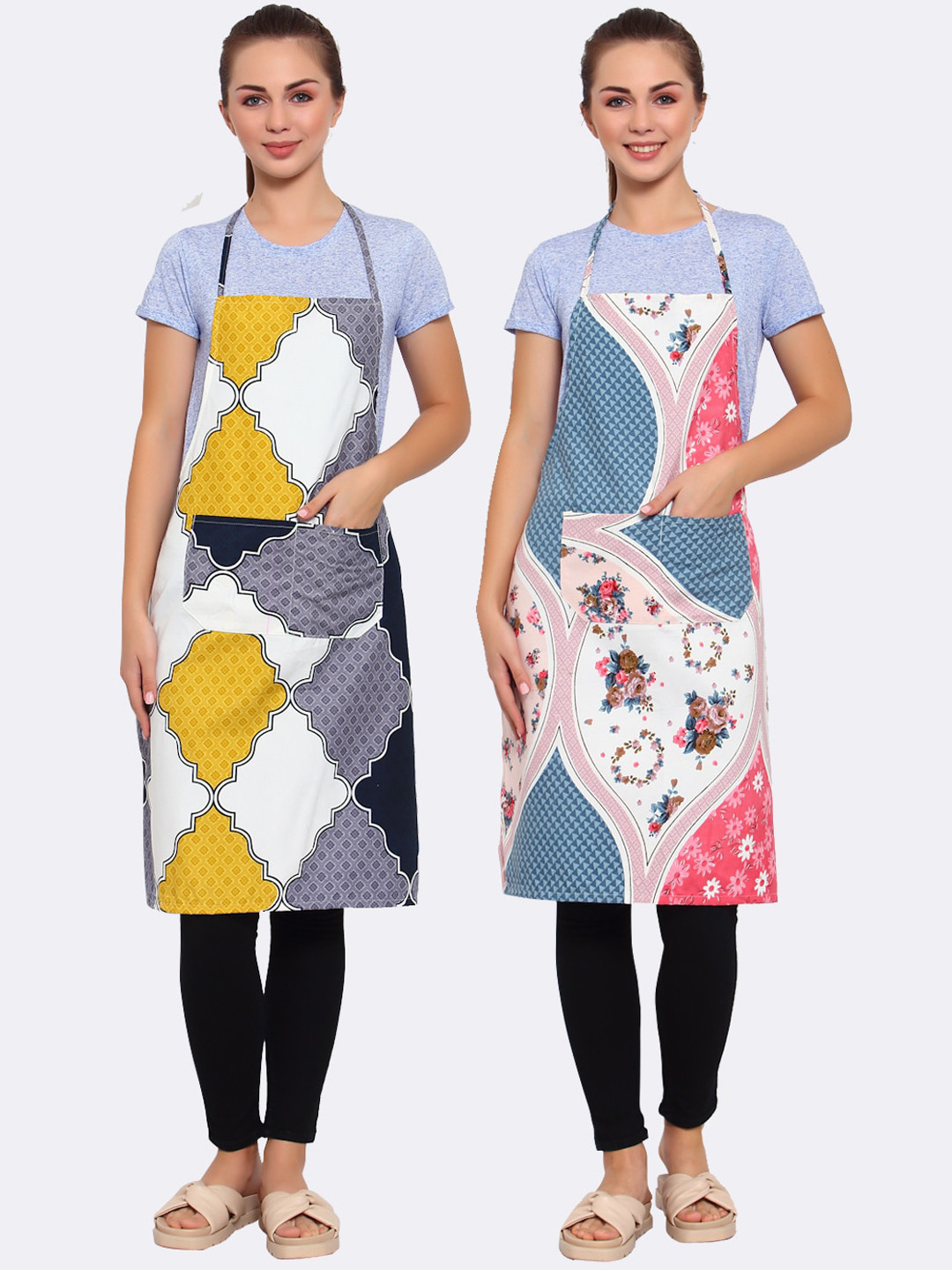 

Arrabi Pack of 2 Multicolored Printed Apron, Multi