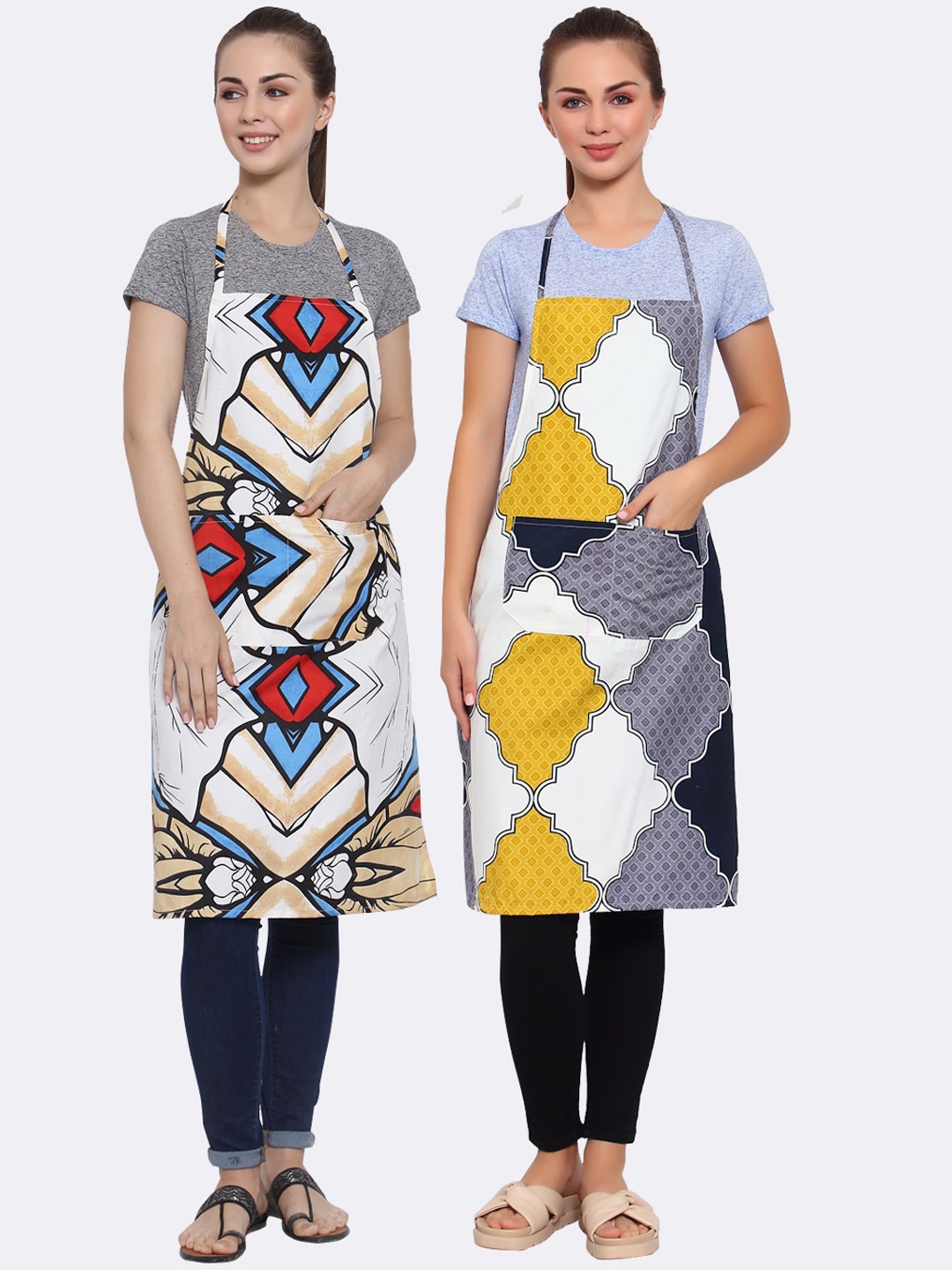 

Arrabi Multicoloured Pack of 2 Printed Aprons, Multi