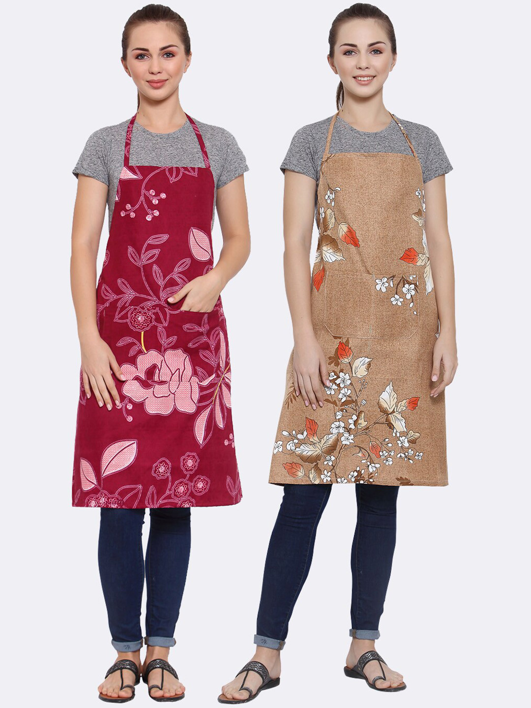 

Arrabi Unisex Set Of 2 Multicoloured Printed Aprons, Multi