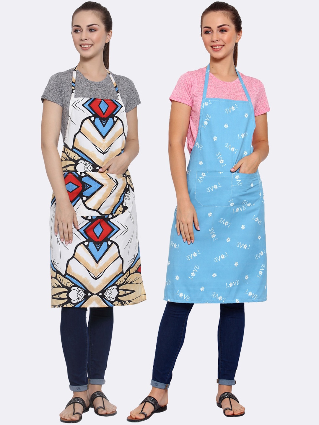 

Arrabi Multicoloured Pack of 2 Printed Aprons, Multi