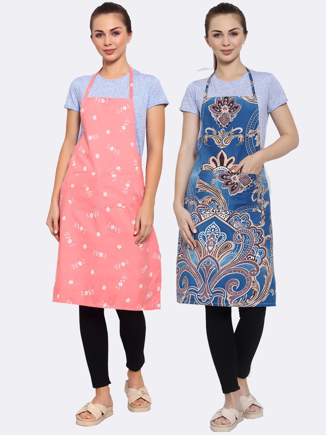 

Arrabi Pack Of 2 Multicoloured Printed Aprons, Multi