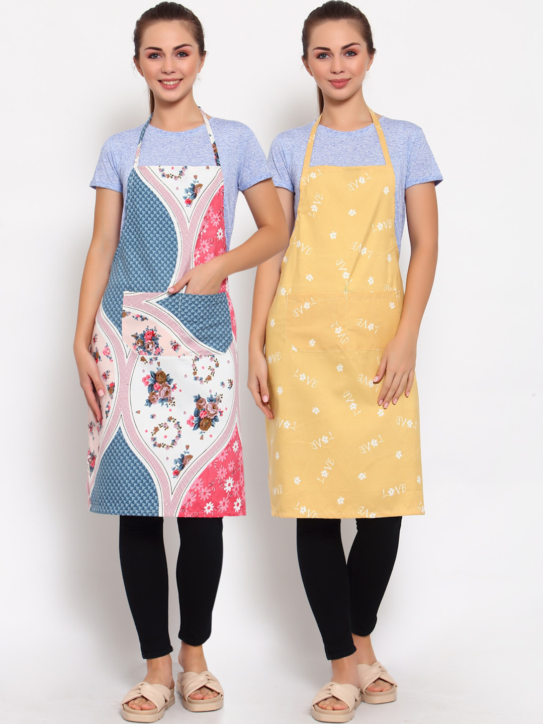 

Arrabi Pack Of 2 Multicoloured Printed Aprons, Multi