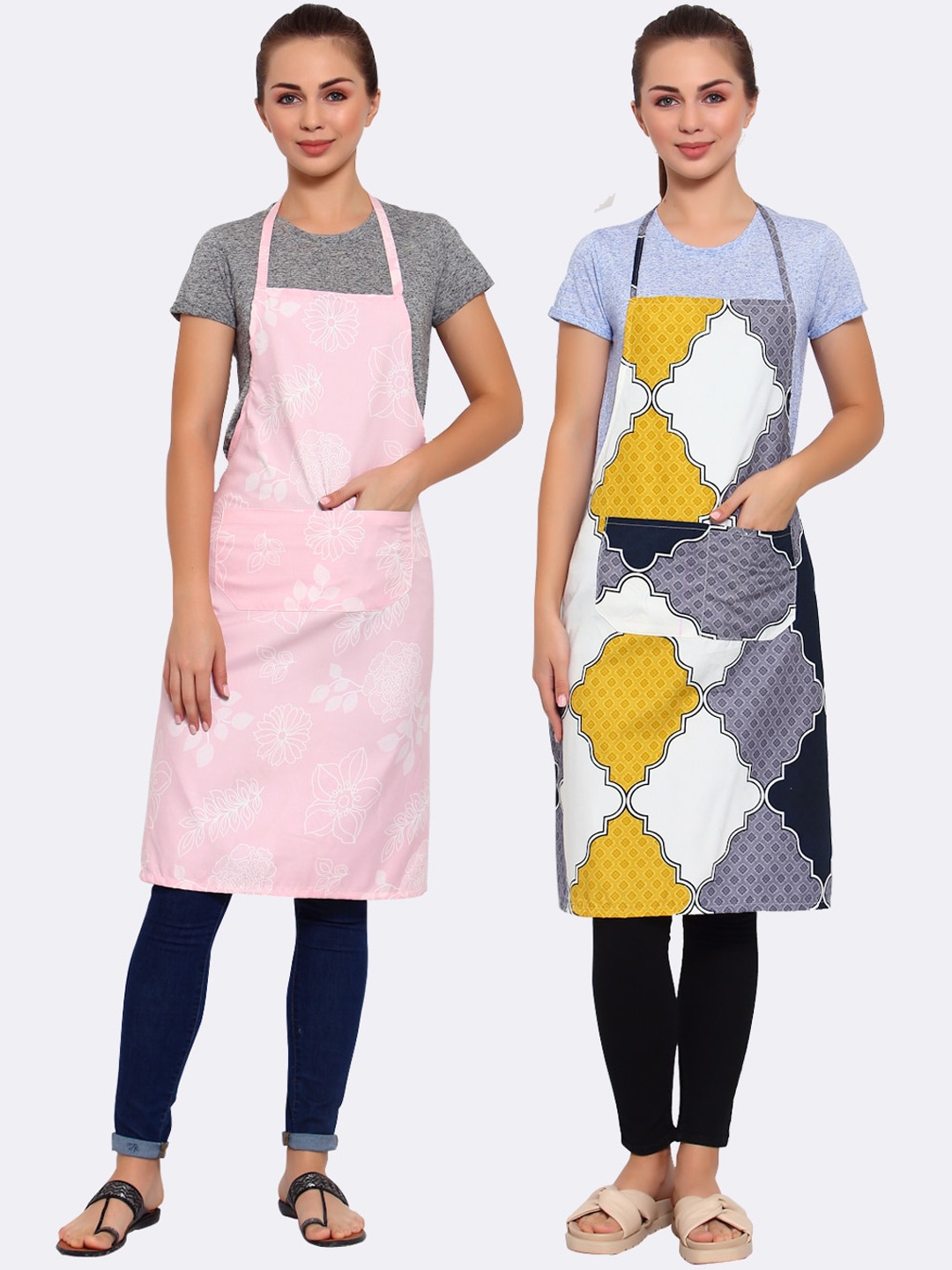 

Arrabi Pack Of 2 Multicoloured Printed Aprons, Multi