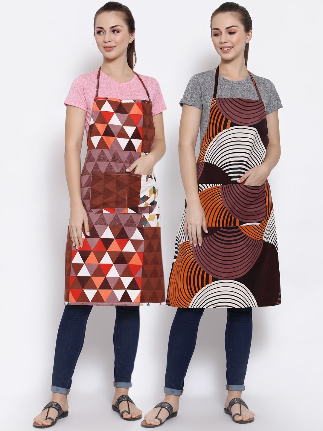 

Arrabi Woman Pack of 2 Cotton Blend Apron With Patch Pockets, Multi