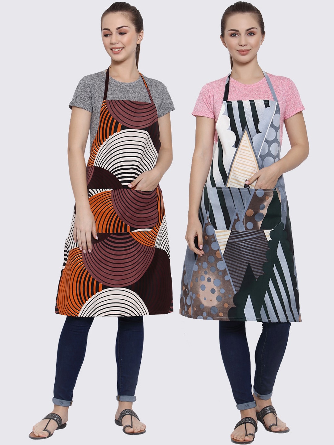 

Arrabi Multicoloured Pack of 2 Printed Aprons, Multi