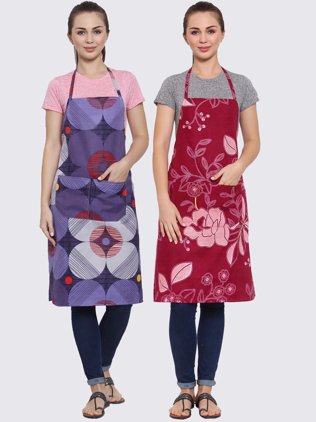 

Arrabi Pack Of 2 Multicoloured Printed Aprons, Multi
