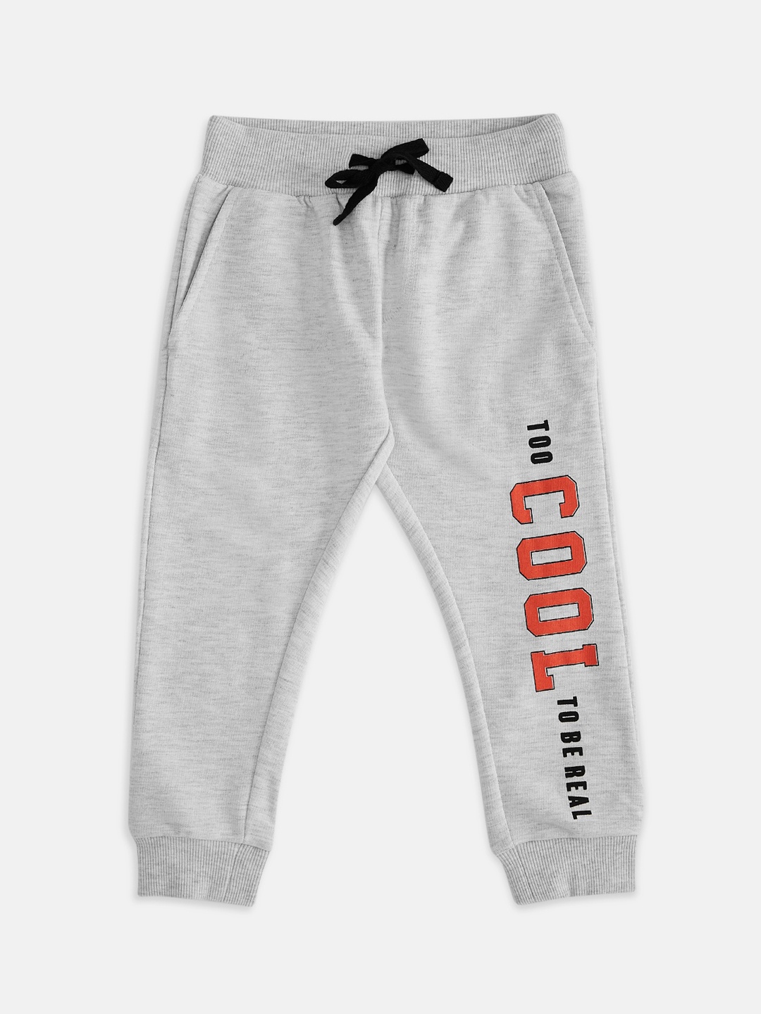 

Pantaloons Junior Boys Grey Melange Printed Pure Cotton Joggers