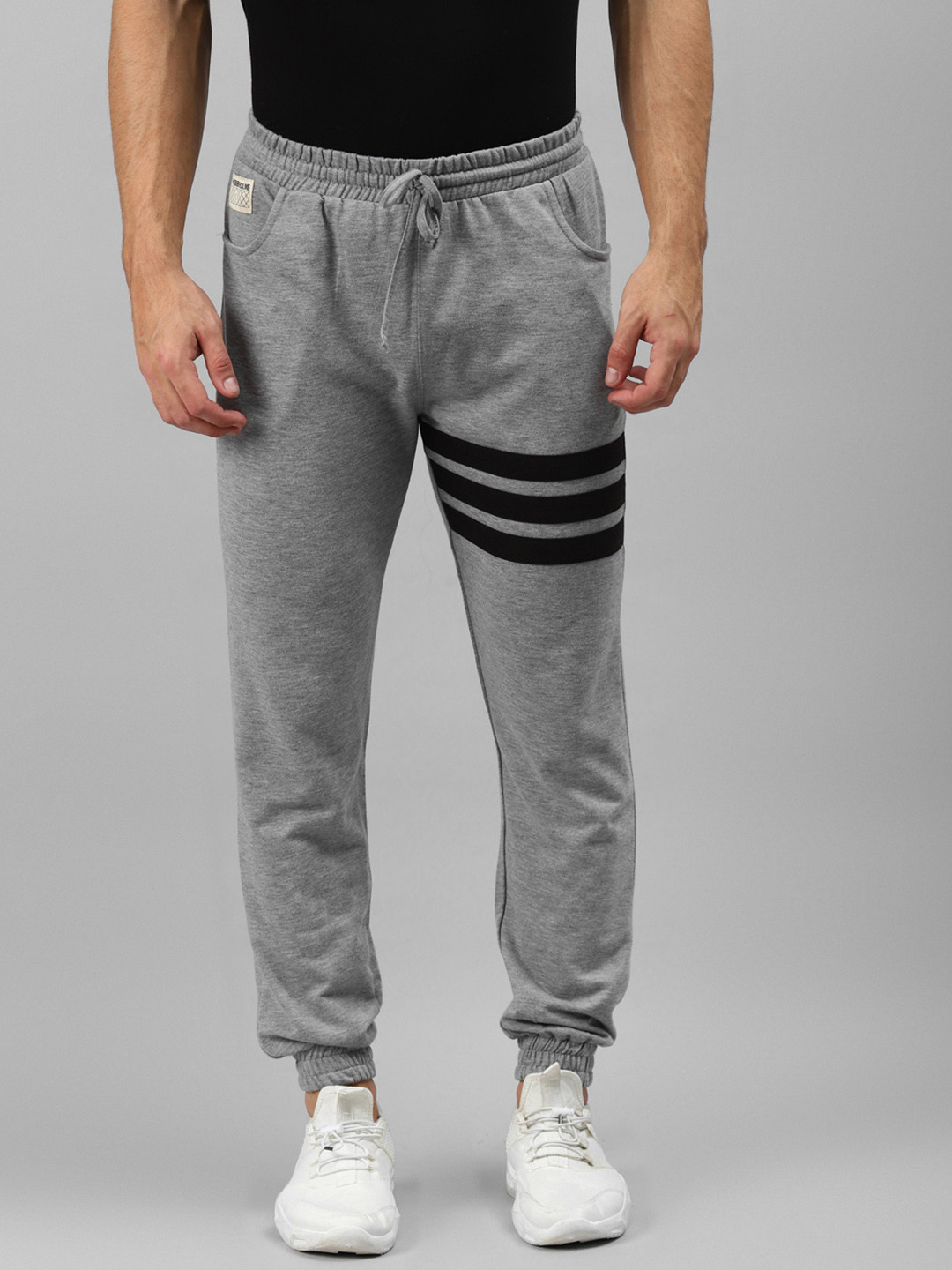 

Hubberholme Men Grey & Black Striped Joggers