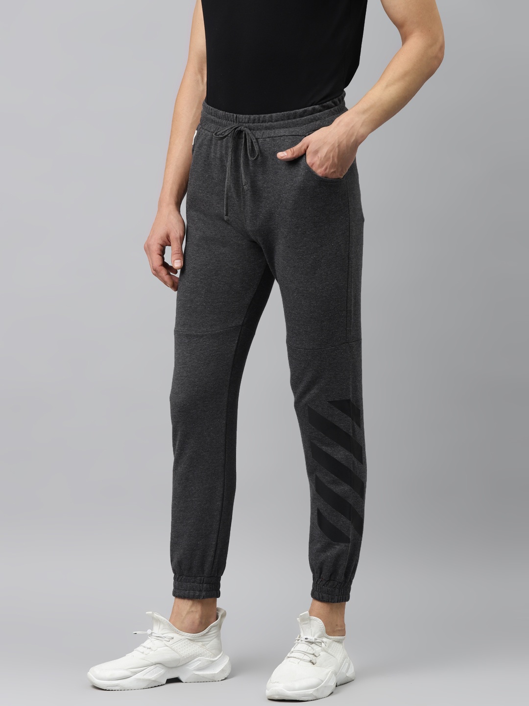 

Hubberholme Men Charcoal Grey Solid Joggers