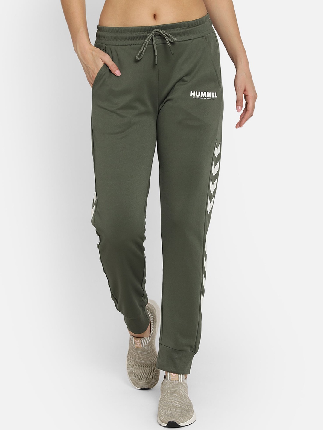 

hummel Women Green Printed Track Pants