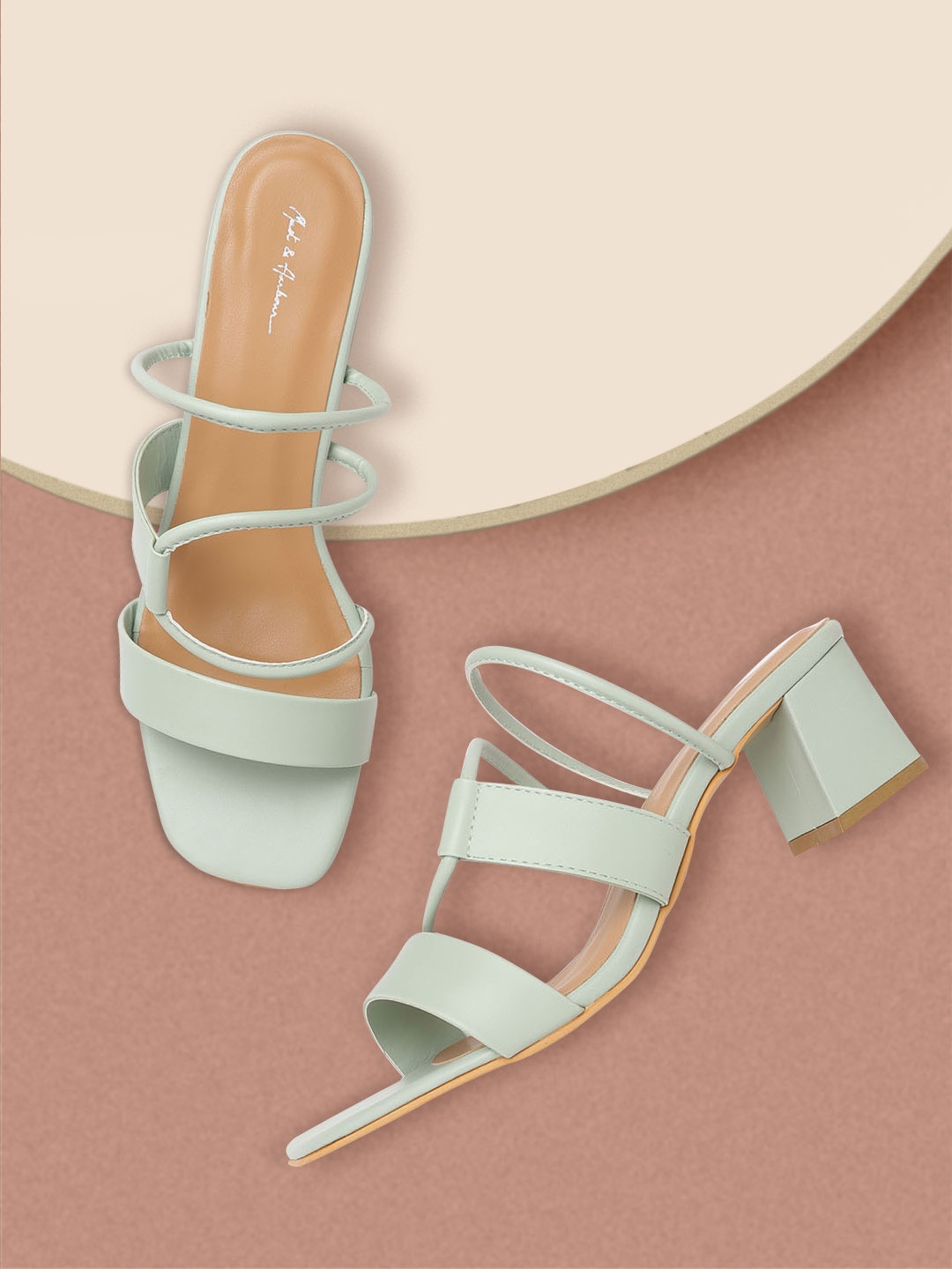 

Mast & Harbour Mint Green Solid Block Heels