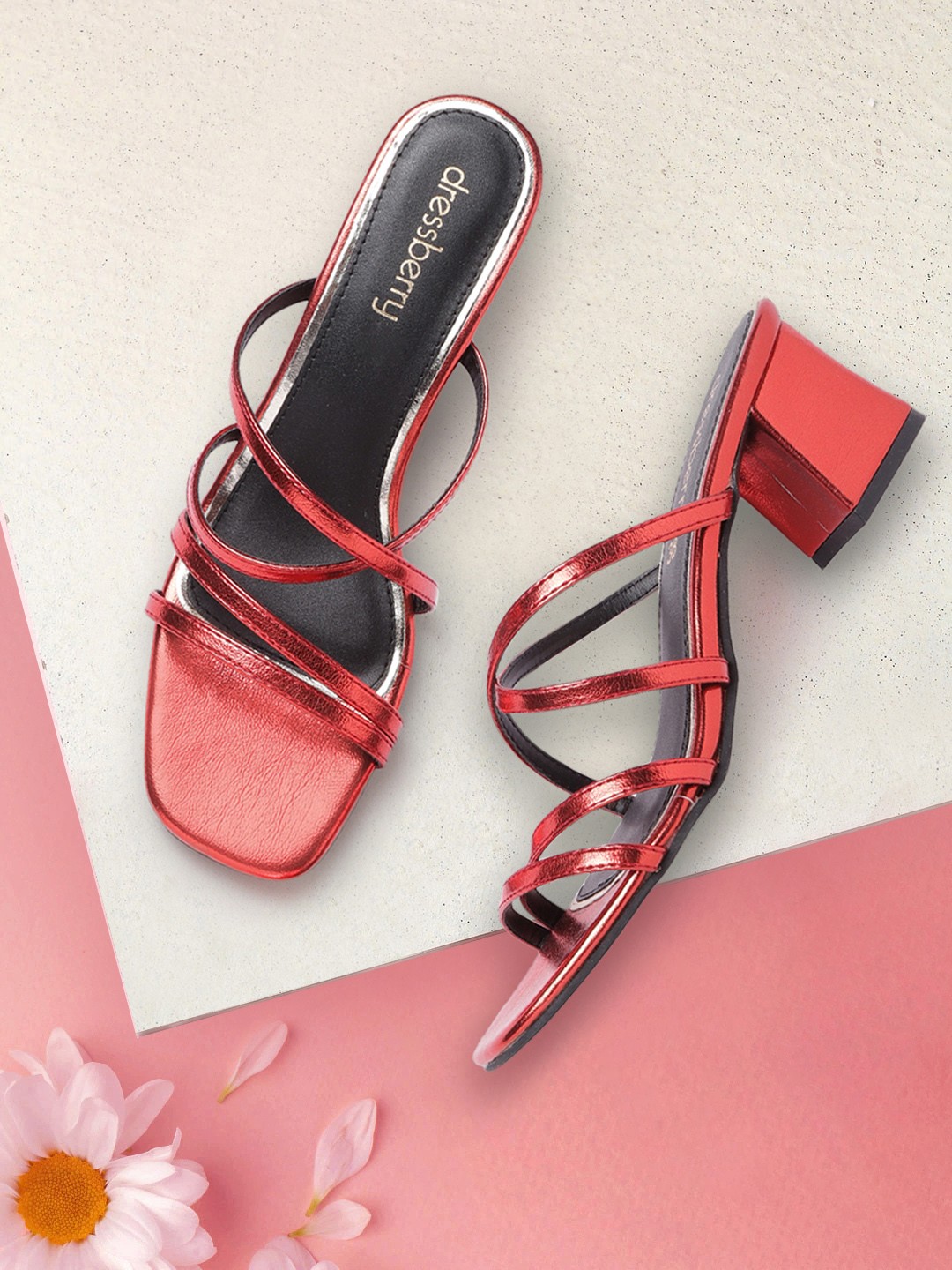

DressBerry Women Red Solid Block Heels