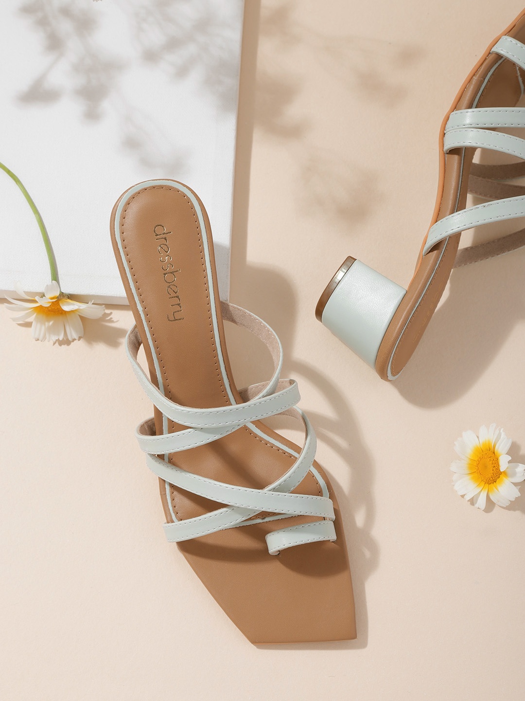 

DressBerry Women Mint Green Solid One Toe Block Heels