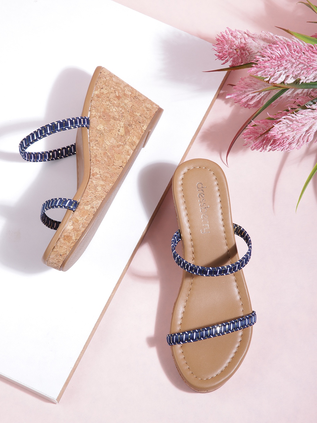 

DressBerry Women Navy Blue & White Solid Wedge Heels