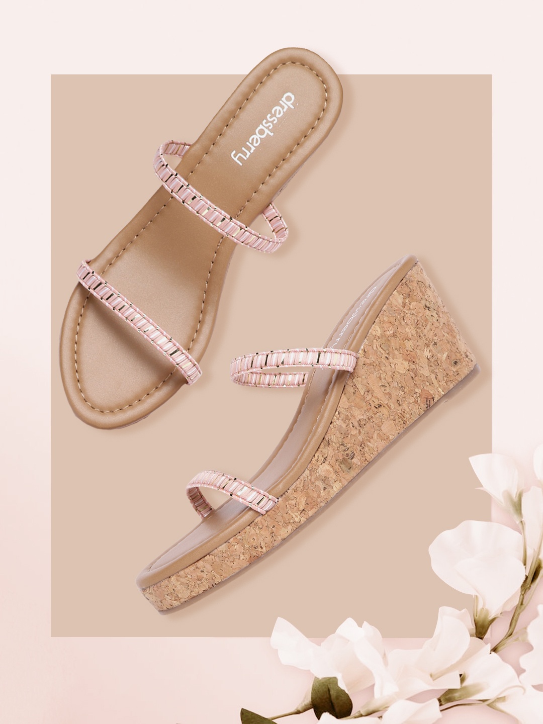 

DressBerry Women Pink & White Solid Wedge Heels
