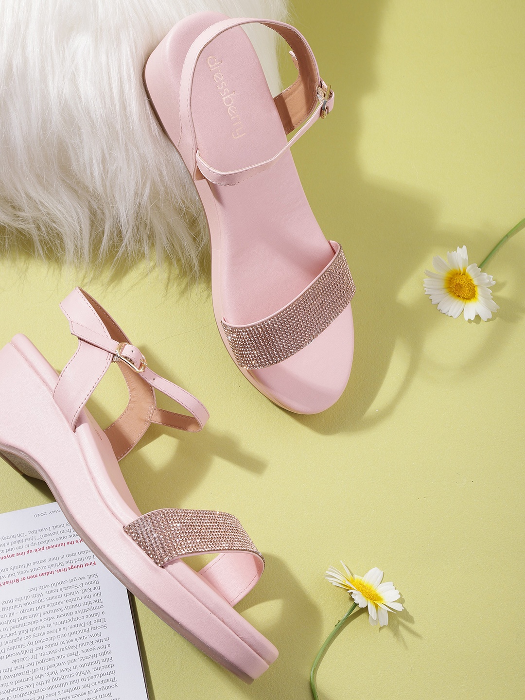 

DressBerry Women Peach-Coloured Embellished Platform Heels