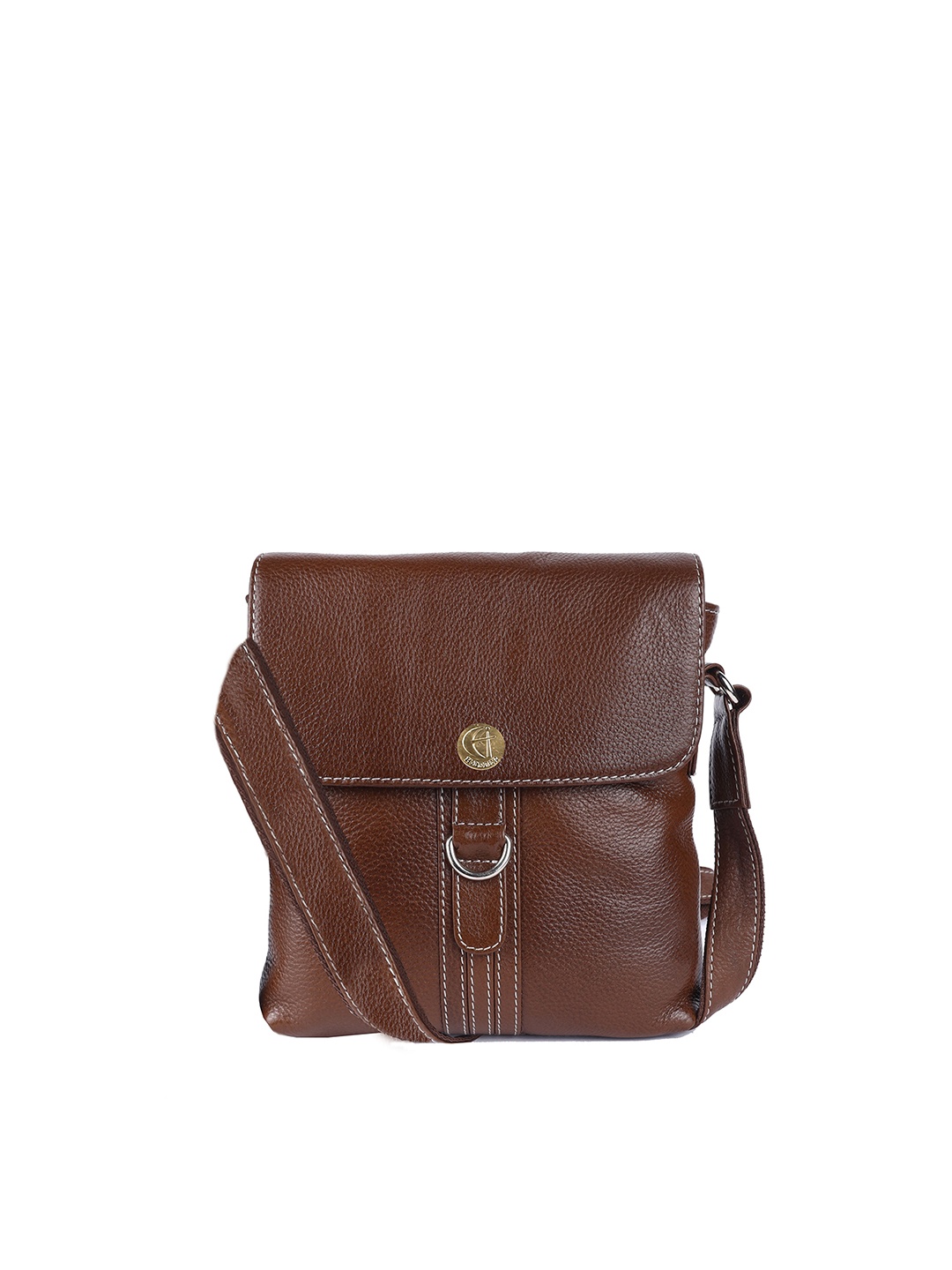 

HiLEDER Unisex Leather Textured Messenger Bag, Coffee brown