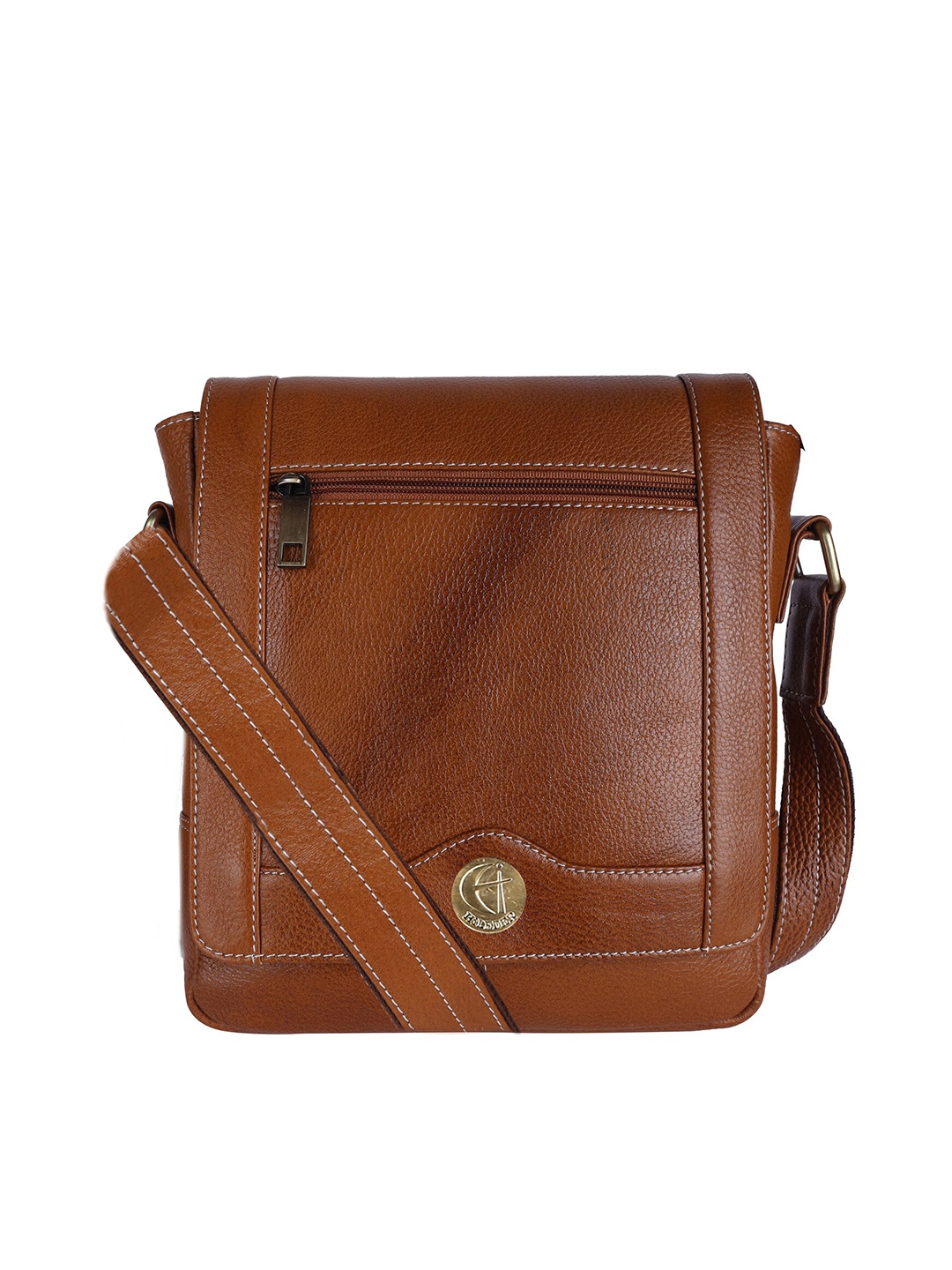 

HiLEDER Unisex Pure Leather Messenger Bag, Tan