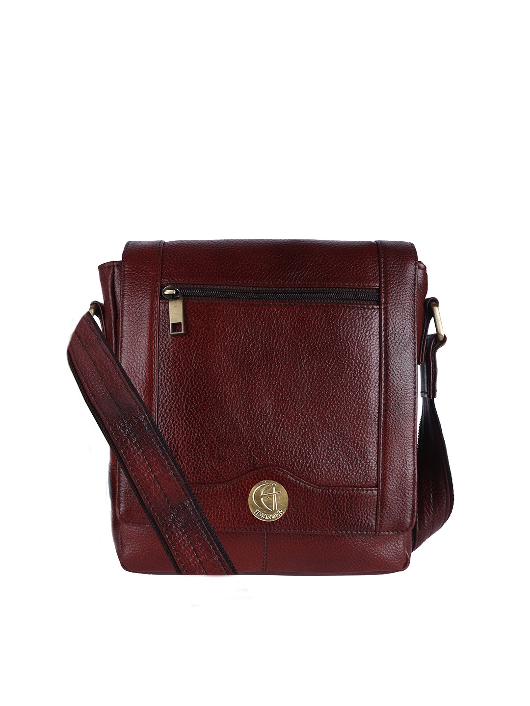 

HiLEDER Unisex Textured Pure Leather Messenger Bag, Brown