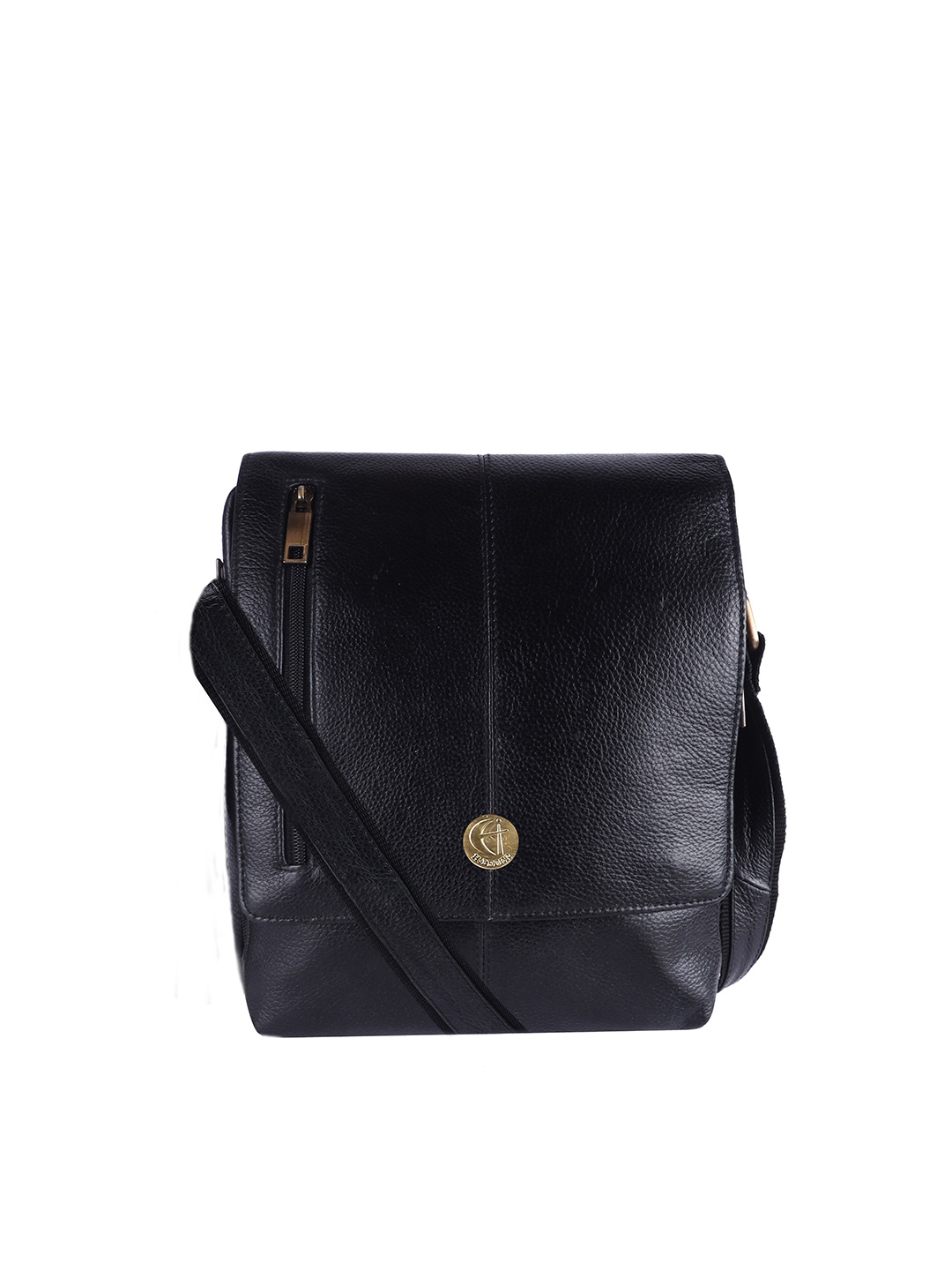 

HiLEDER Unisex Pure Leather Textured Messenger Bag, Black