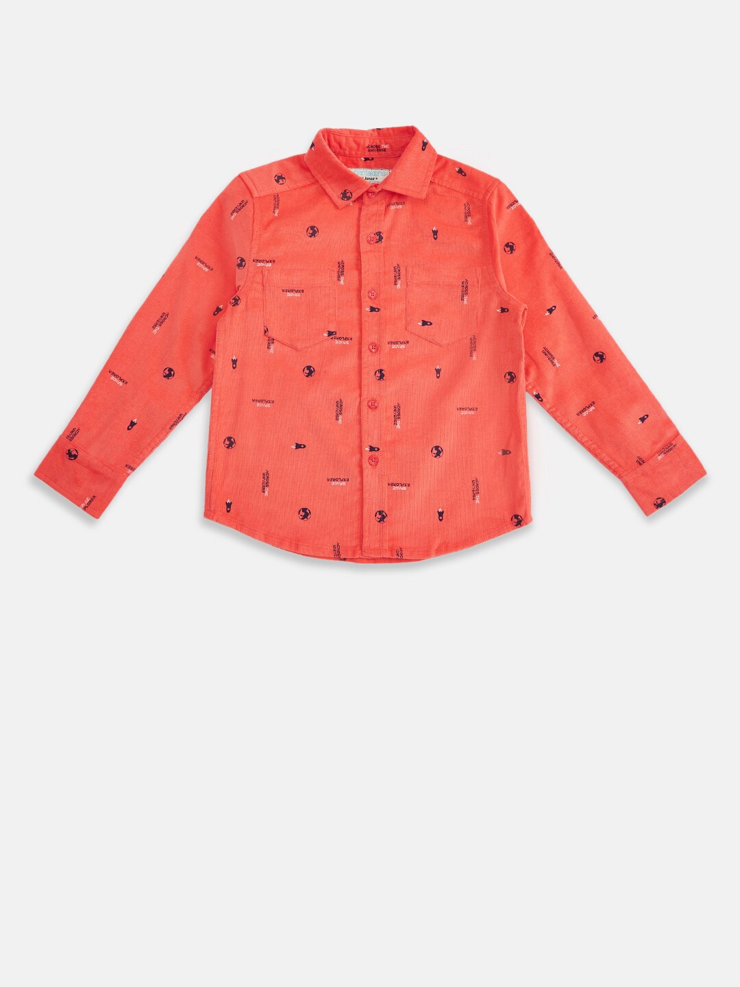 

Pantaloons Junior Boys Coral Opaque Printed Casual Shirt