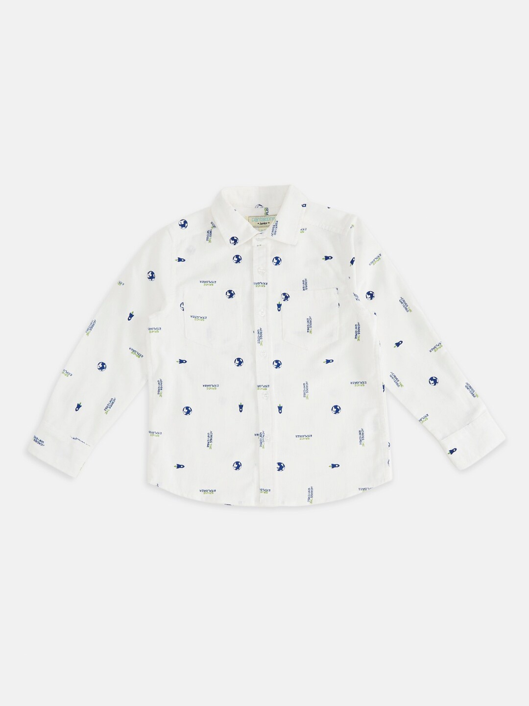 

Pantaloons Junior Boys White Opaque Printed Casual Shirt