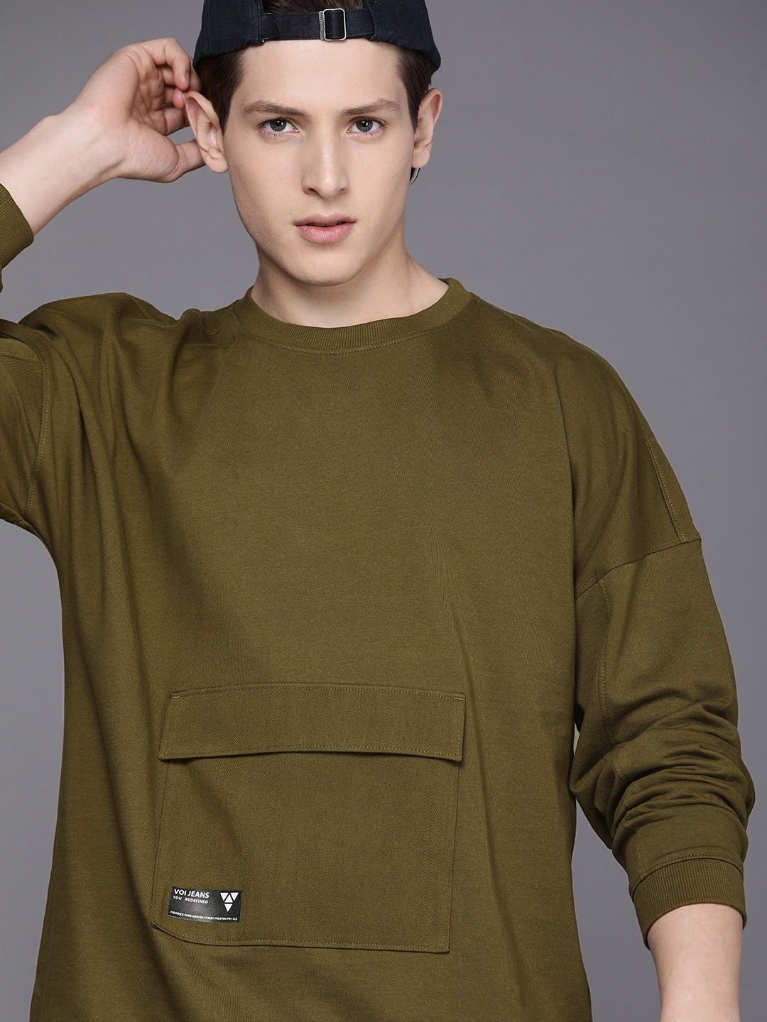 

Voi Jeans Men Olive Green Sweatshirt