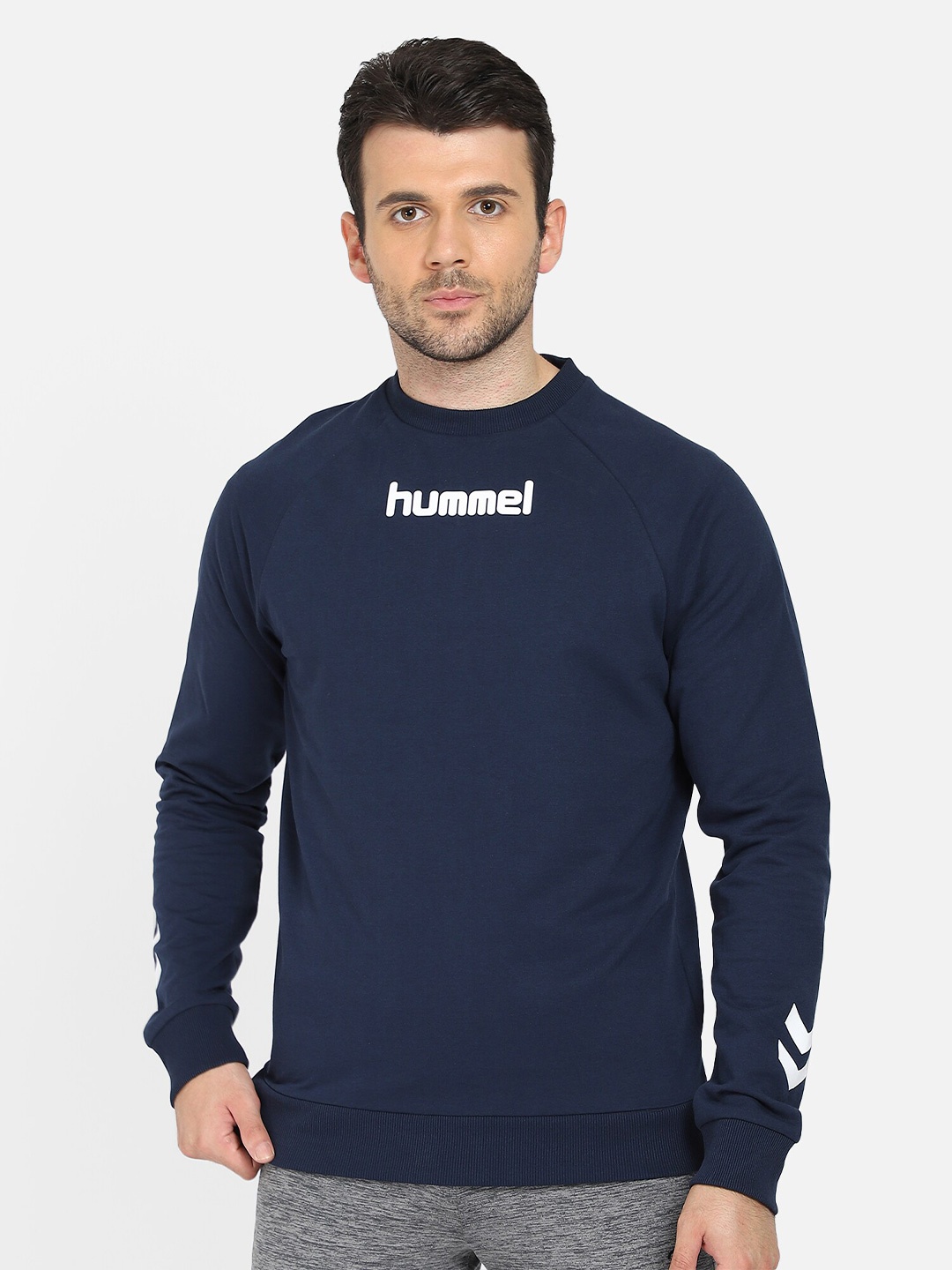 

hummel Men Navy Blue Printed Pullover Sweatshirt