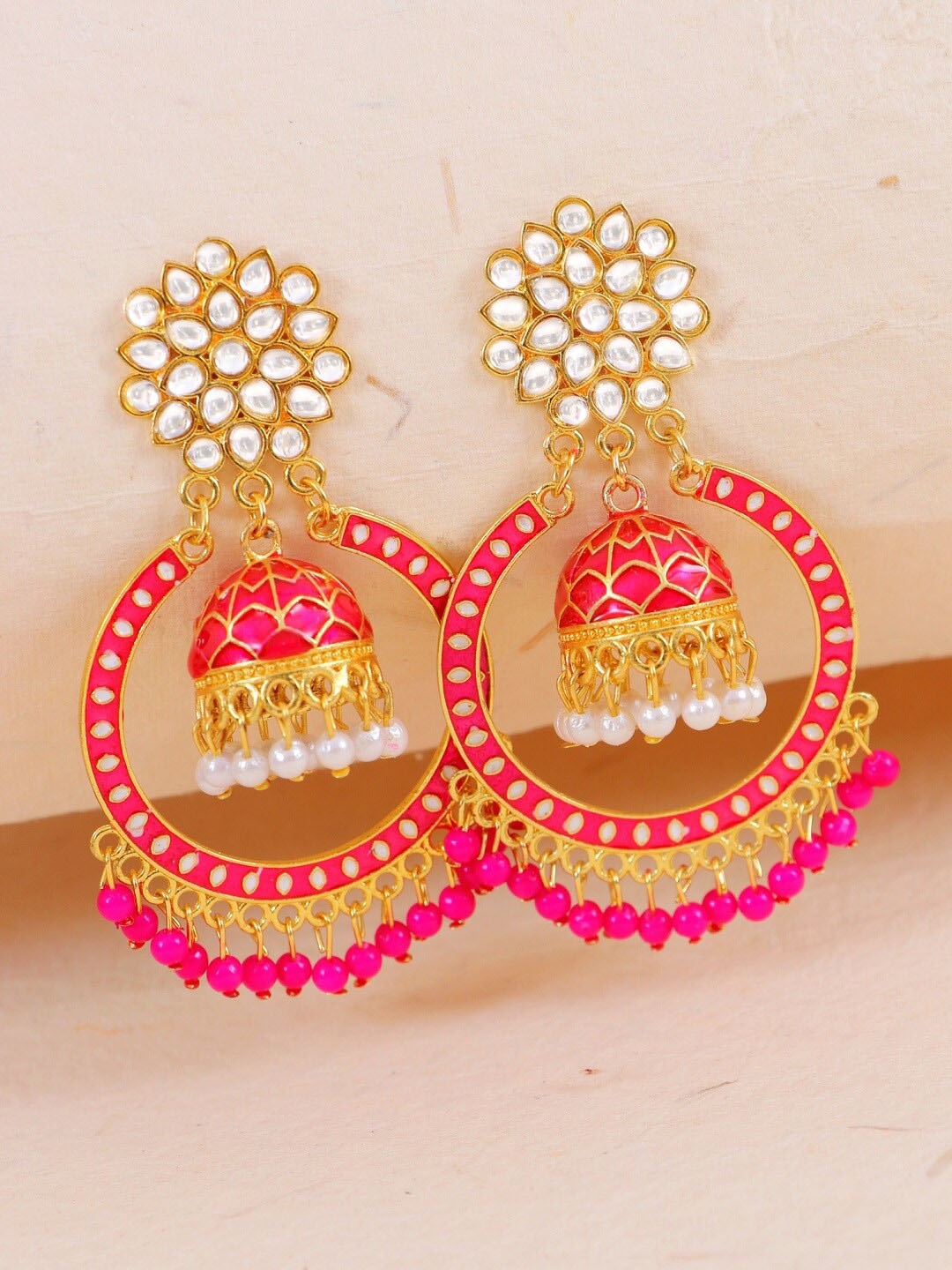 

Crunchy Fashion Red Contemporary Jhumkas Earrings