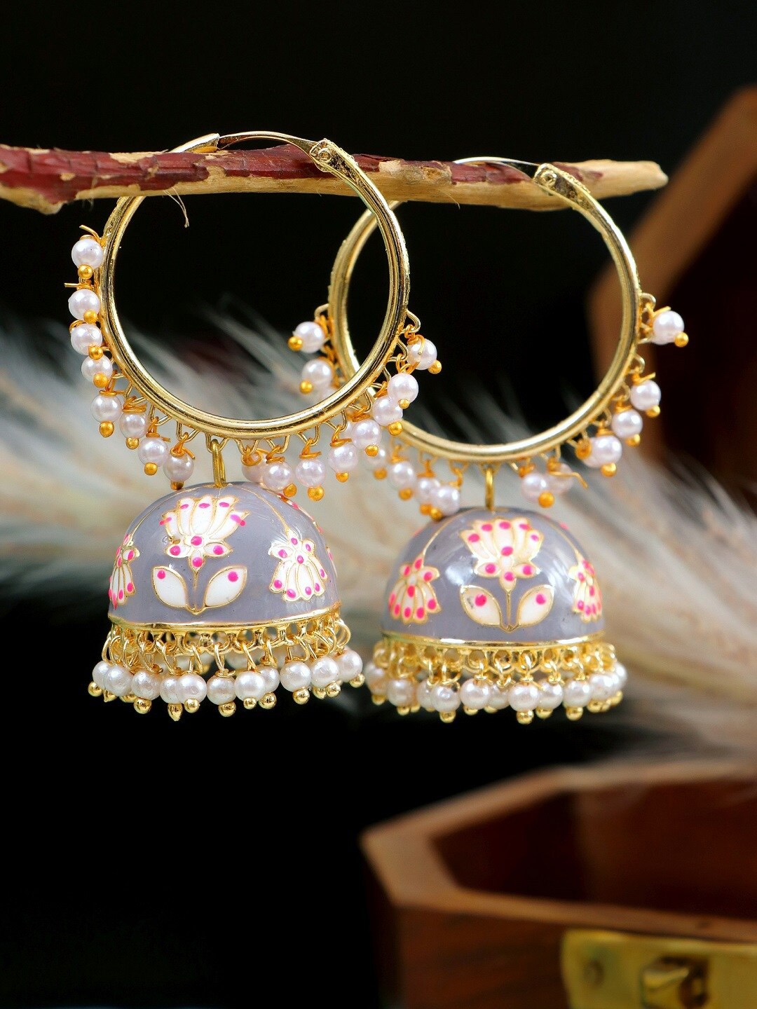 

Crunchy Fashion Grey Contemporary Jhumkas Earrings
