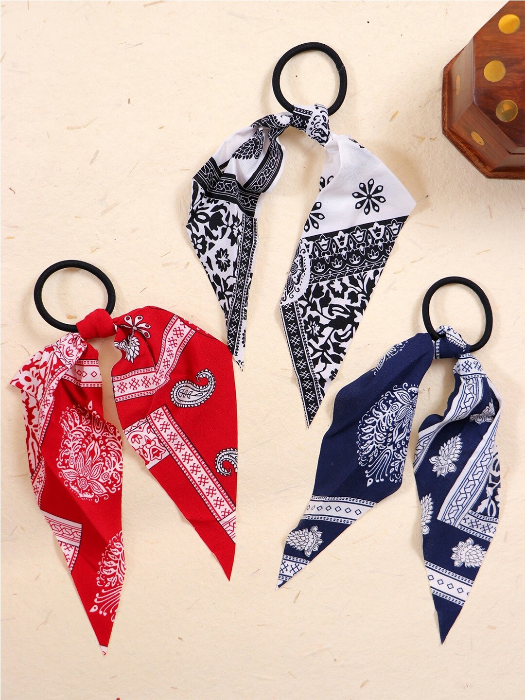 

Crunchy Fashion Women Set Of 3 Multicoloured Scrunchies, Multi
