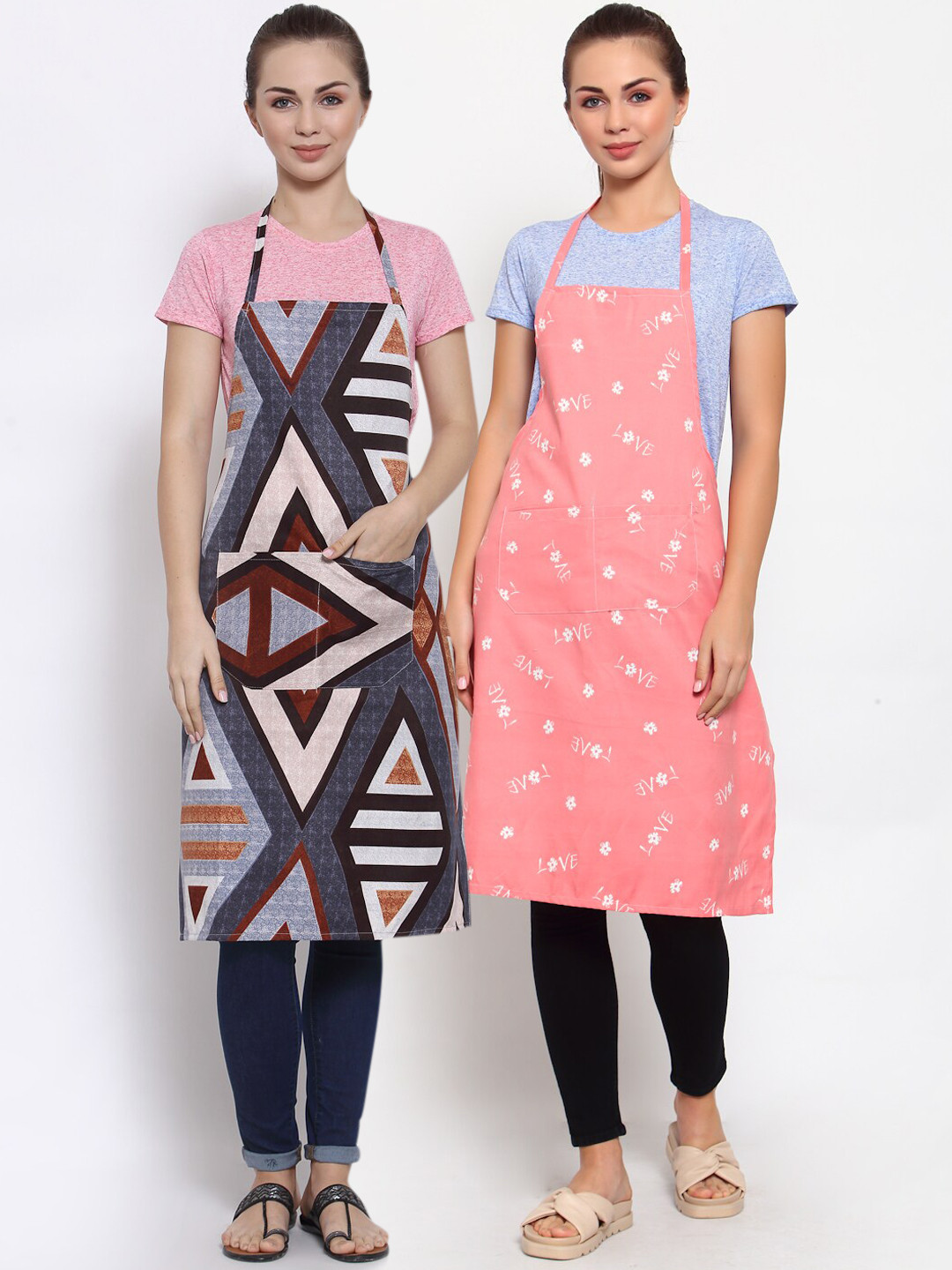 

Arrabi Pack of 2 Multicolored Printed Aprons, Multi