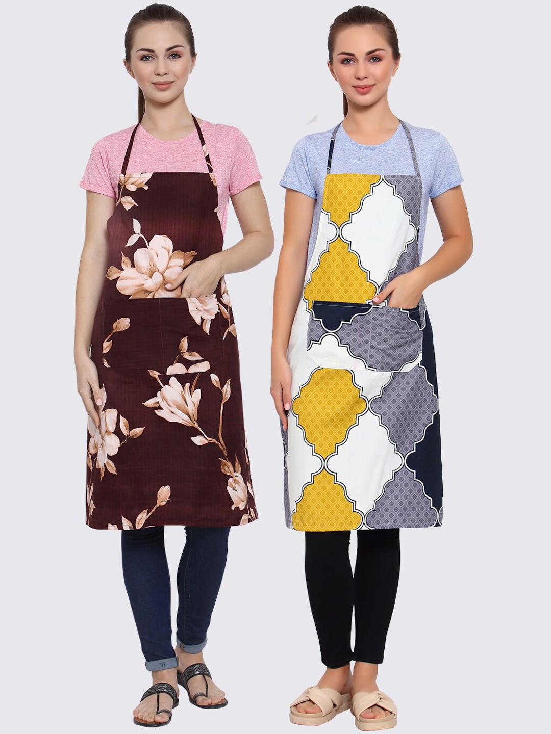 

Arrabi Multicoloured Pack of 2 Printed Aprons, Multi