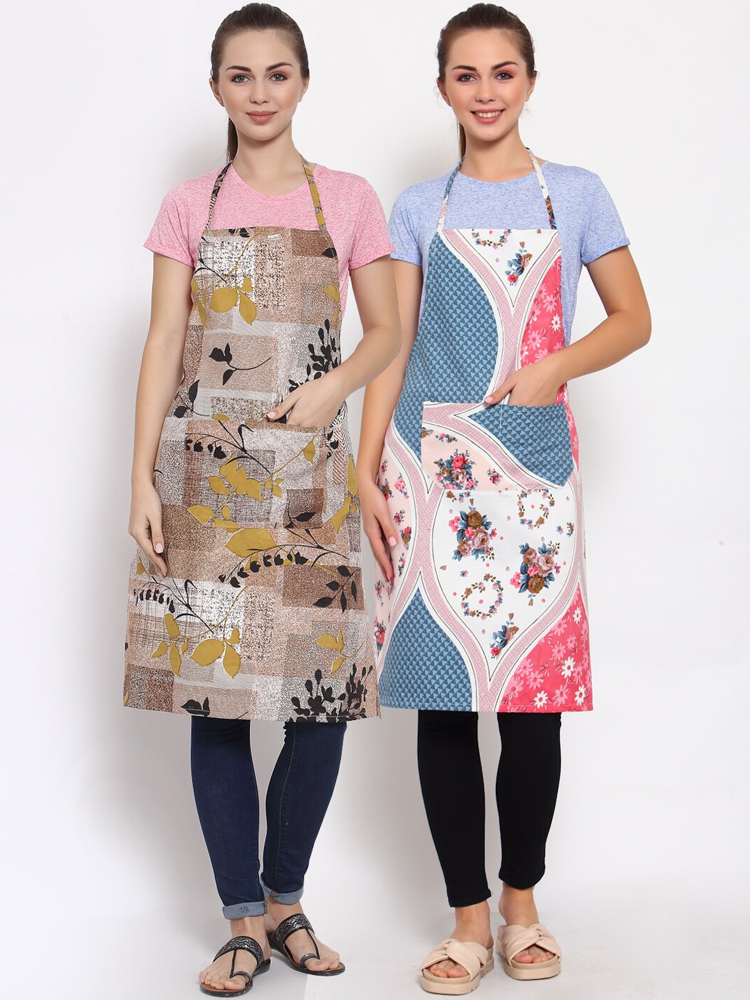

Arrabi Unisex Pack of 2 Cotton Blend Apron With Patch Pockets, Multi