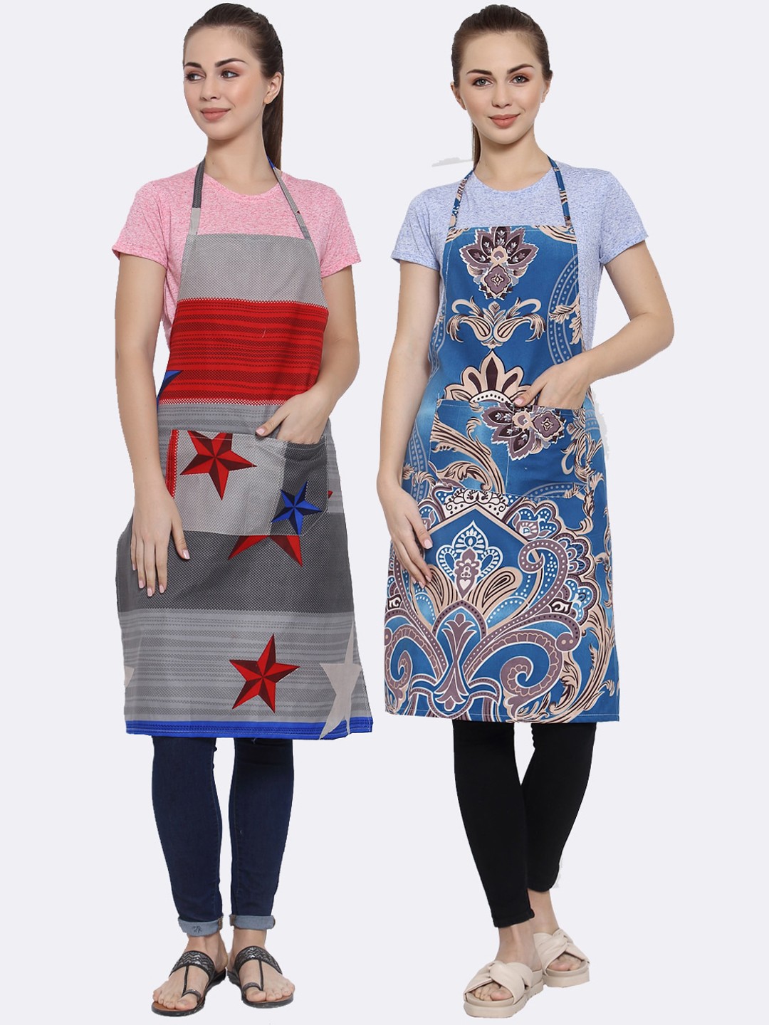 

Arrabi Multicoloured Pack of 2 Printed Aprons, Multi