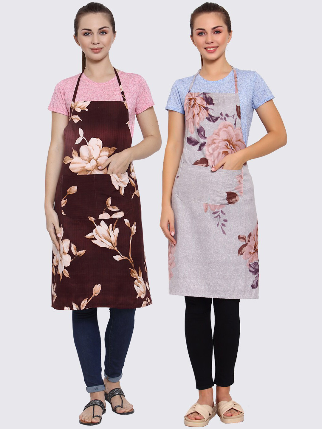 

Arrabi Woman Pack of 2 Cotton Blend Apron With Patch Pockets, Multi
