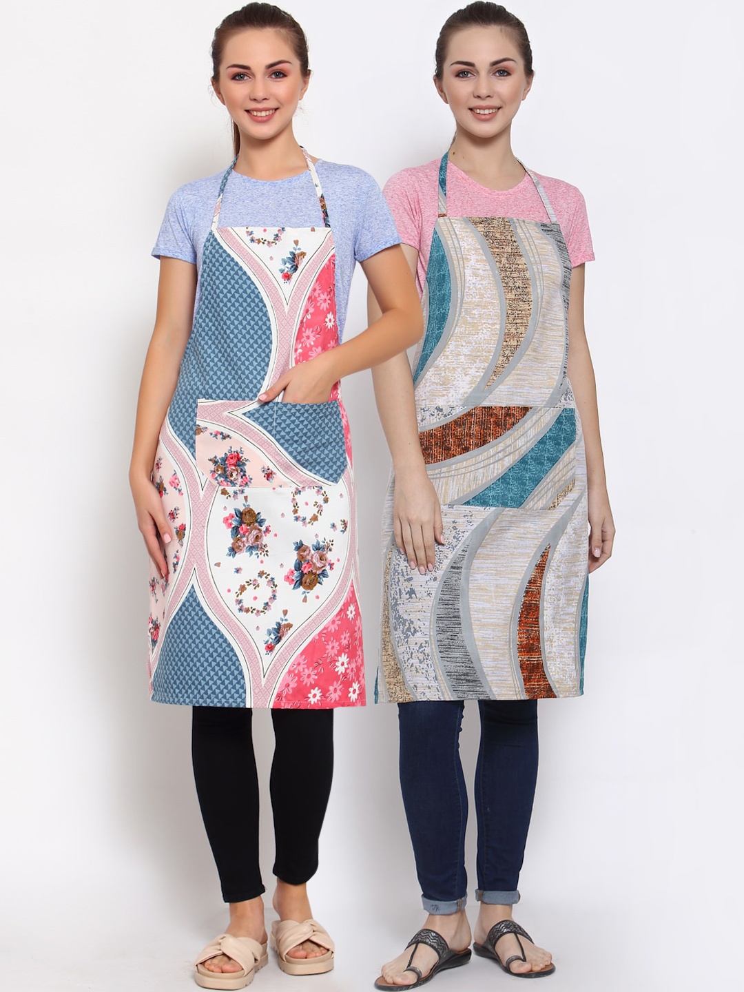 

Arrabi Multicoloured Pack of 2 Printed Aprons, Multi