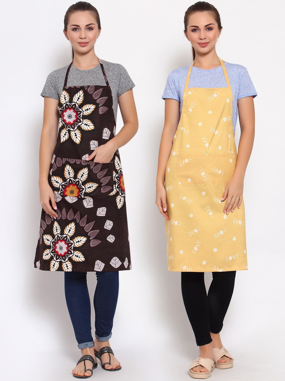 

Arrabi Pack Of 2 Multicoloured Printed Aprons, Multi